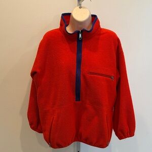 Vintage Patagonia Red Bomber Jacket Blue Accents Men Size L Fleece Cropped Zip